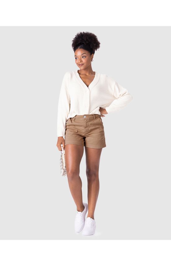 Shorts Alfaiataria Feminino Em Sarja Com Elastano