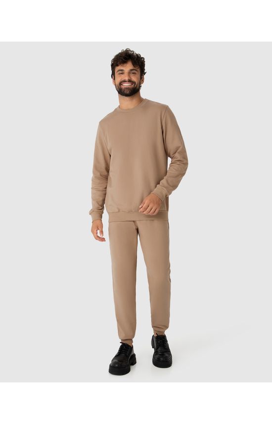 Calça Básica Masculina Em Moletom Flanelado