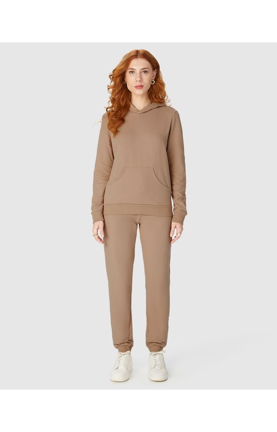 Blusão Básico Feminino Com Capuz Moletom Stretch Flanelado