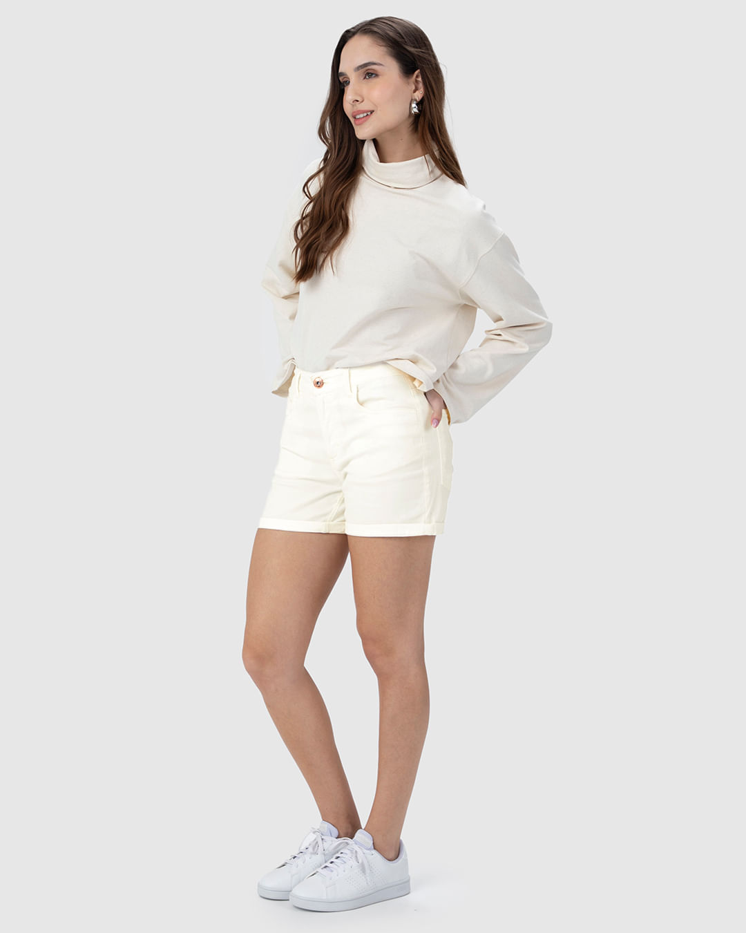 Bermuda Feminina Comfort Em Sarja Com Elastano - Imagem 7