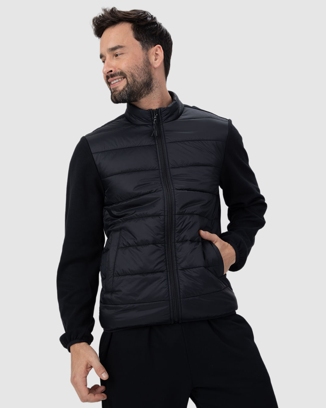 Jaqueta Slim Masculina Gola Alta Em Algodão E Tafetá - Imagem 13