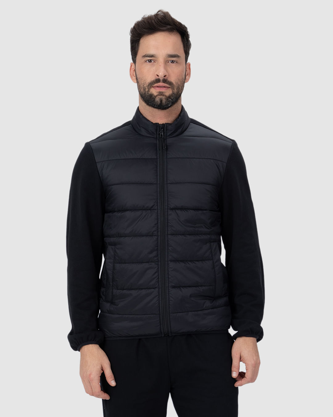 Jaqueta Slim Masculina Gola Alta Em Algodão E Tafetá - Imagem 4