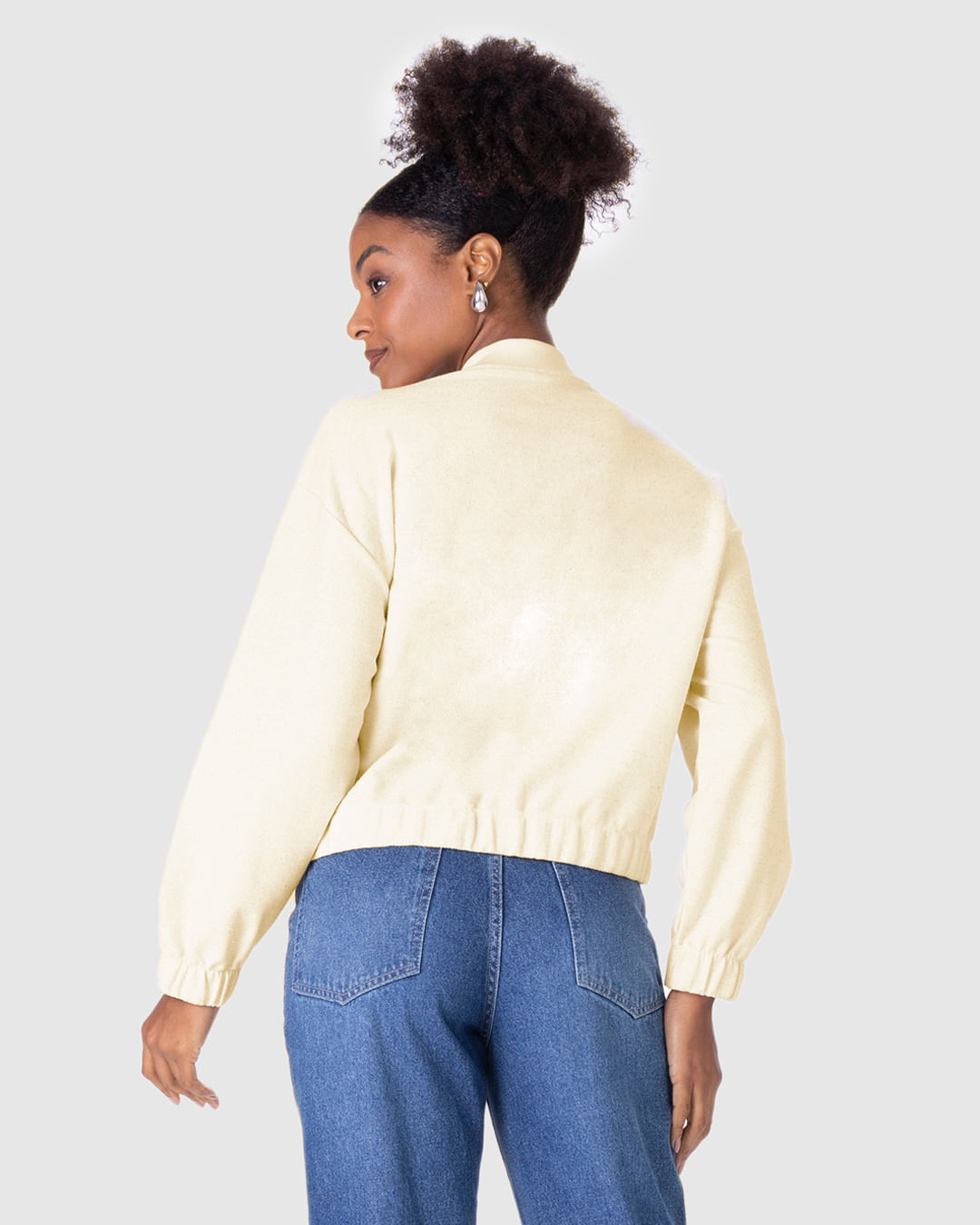 Jaqueta Bomber Feminina Com Lapela Em Moletom Sarjado - Imagem 20