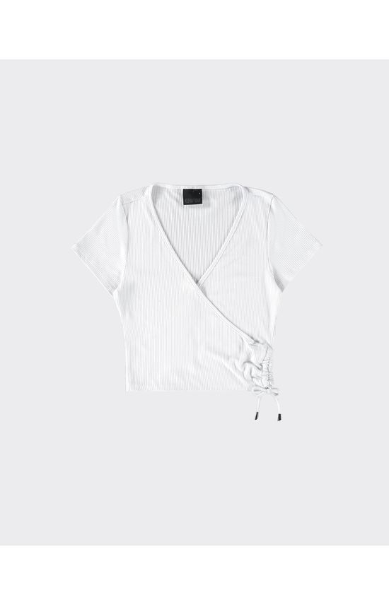 Blusa Cropped Feminina Com Amarração Em Malha Viscose Canelada - ENFIM