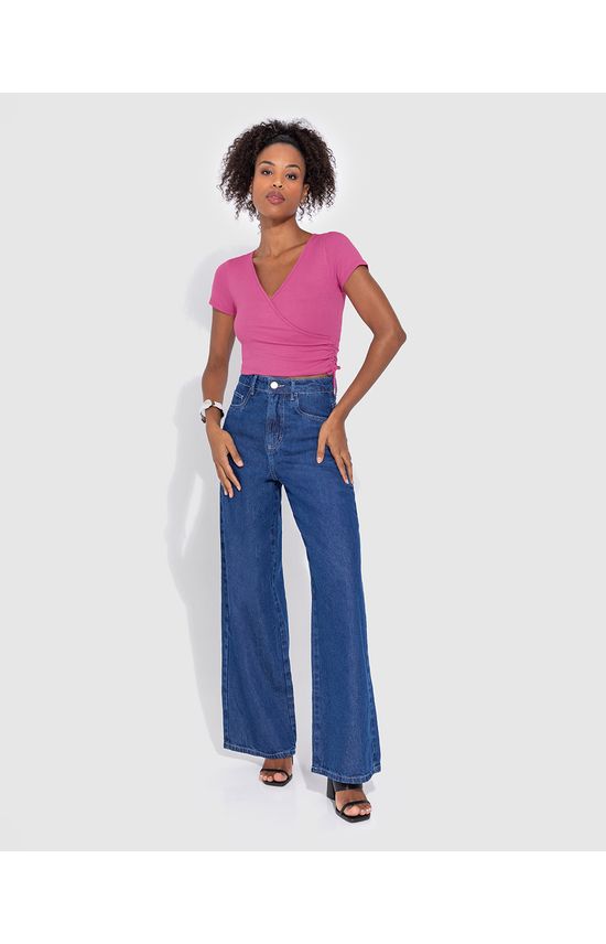 Blusa Cropped Feminina Com Amarração Em Malha Viscose Canelada - ENFIM