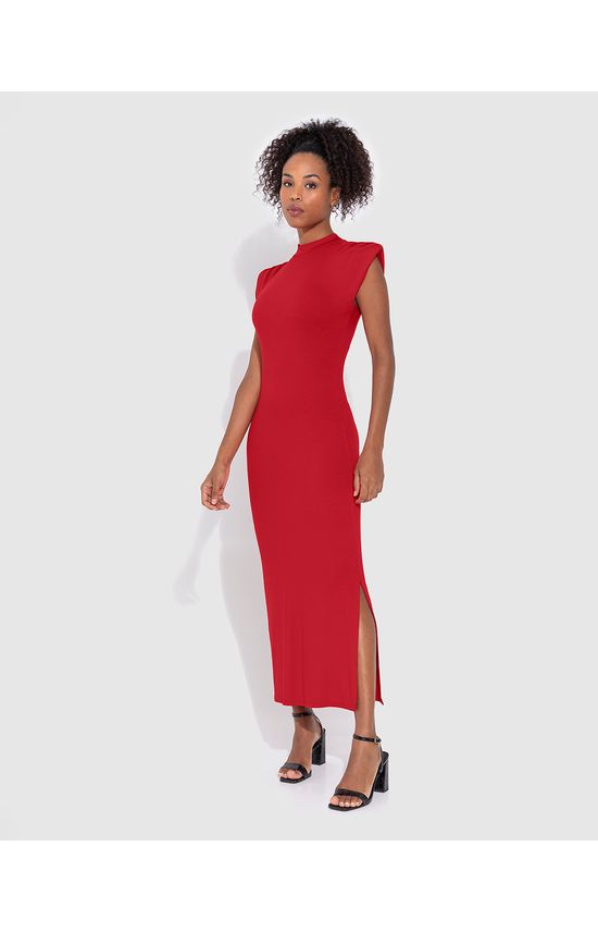 Vestido Midi Feminino Gola Alta Em Viscose Stretch - ENFIM