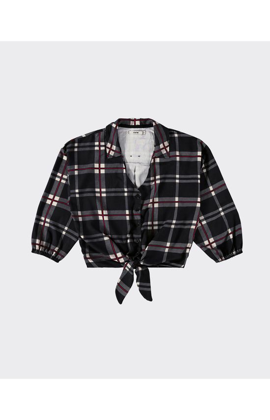 Camisa Feminina Xadrez Com Amarração Frontal Em Viscose - ENFIM