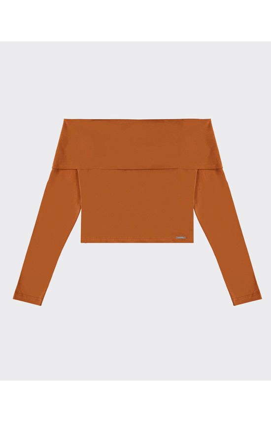 Blusa Feminina Decote Ombro A Ombro Manga Longa Em Algodão - ENFIM
