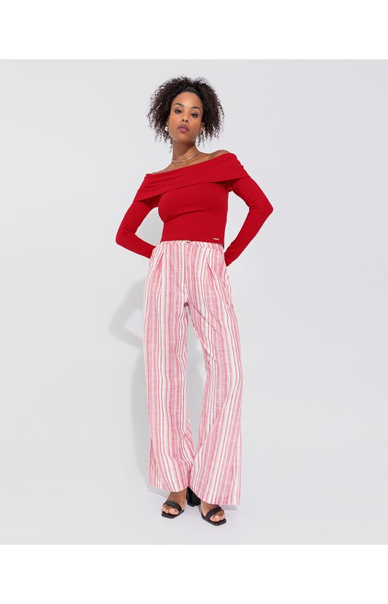 Blusa Feminina Decote Ombro A Ombro Manga Longa Em Algodão - ENFIM