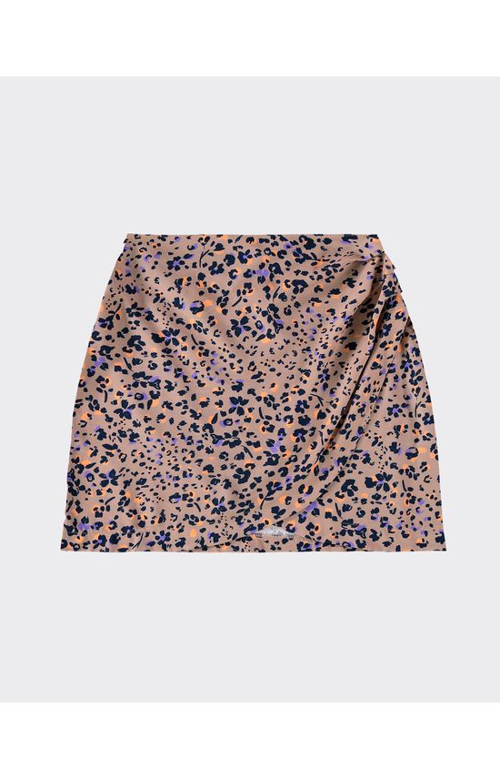 Saia Curta Feminina Estampada Com Pregas Laterais Em Viscose - ENFIM