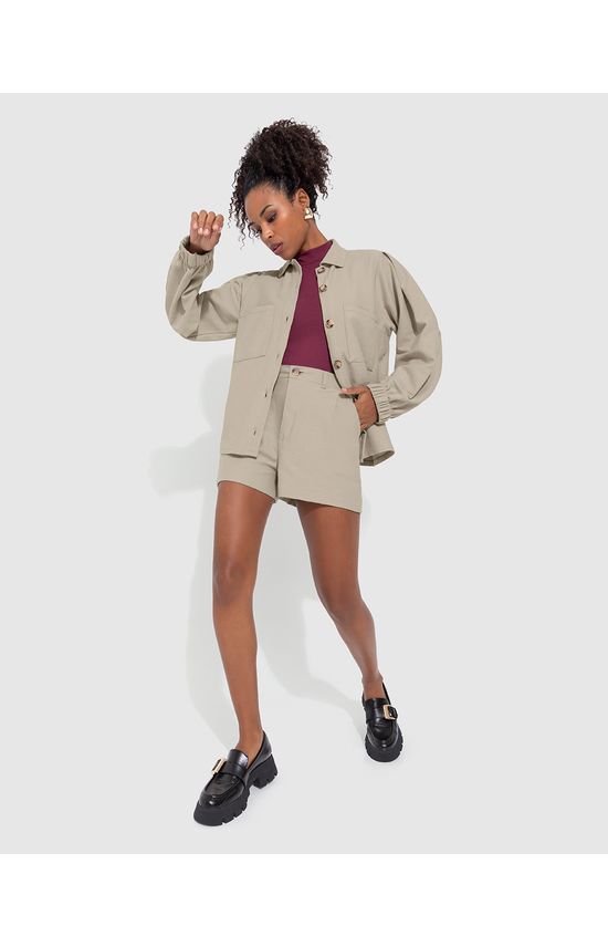 Shirt Jacket Feminina Manga Ampla Em Moletom Sarjado - ENFIM