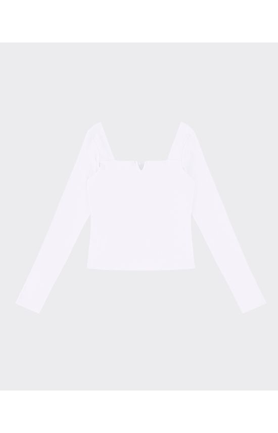 Blusa Feminina Decote Quadrado Manga Longa Em Ribana - ENFIM