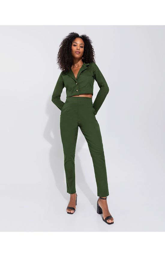 Blazer Cropped Feminino Alfaiataria Em Tecido Acetinado - ENFIM