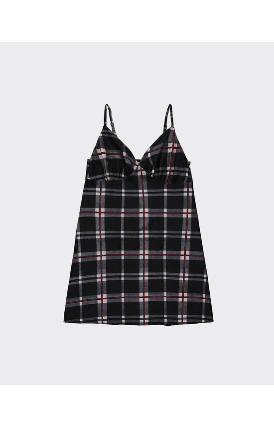 Vestido Feminino Evasê Xadrez Decote V Em Viscose - ENFIM