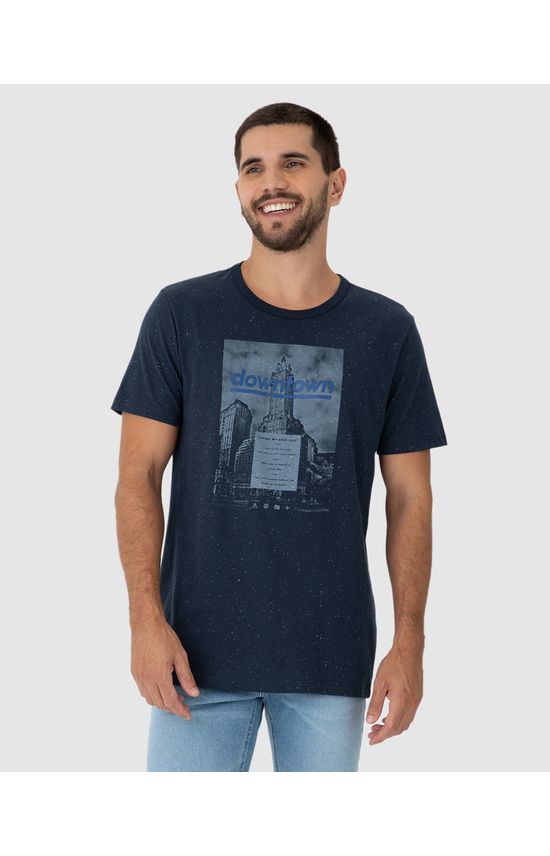 Camiseta Masculina Manga Curta Downtown Em Malha Botonê