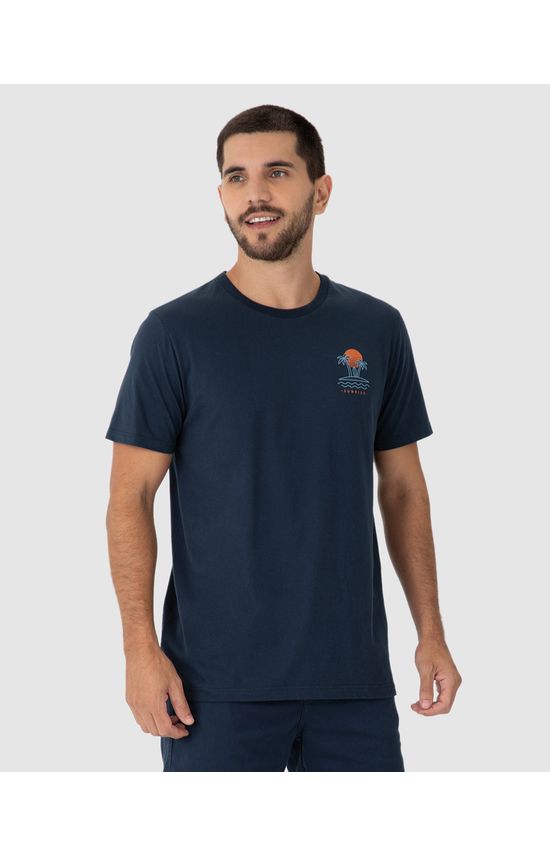 Camiseta Masculina Estampa Frente E Costas Sunrise Em Algodão
