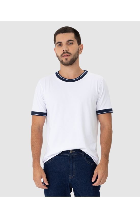 Camiseta Masculina Regular Gola Retilínea Em Piquet Stretch