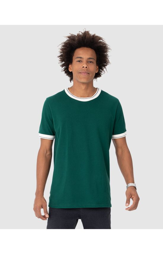 Camiseta Masculina Regular Gola Retilínea Em Piquet Stretch