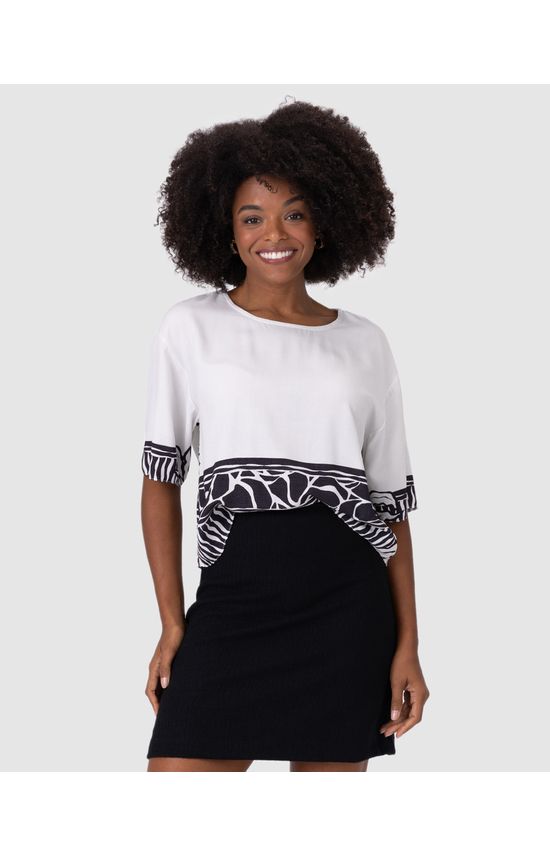 Blusa Ampla Feminina Estampada Em Viscose