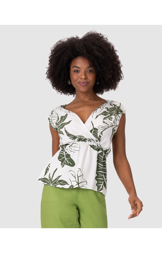 Blusa Bata Feminina Decote Transpassado Em Viscolinho