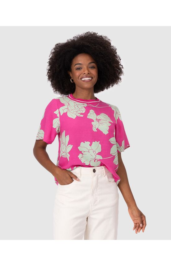 Blusa Ampla Feminina Gola Retilínea Em Viscolinho