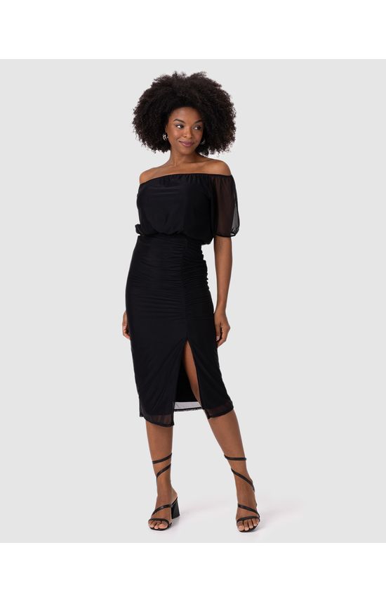 Blusa Feminina Decote Ombro A Ombro Em Tule