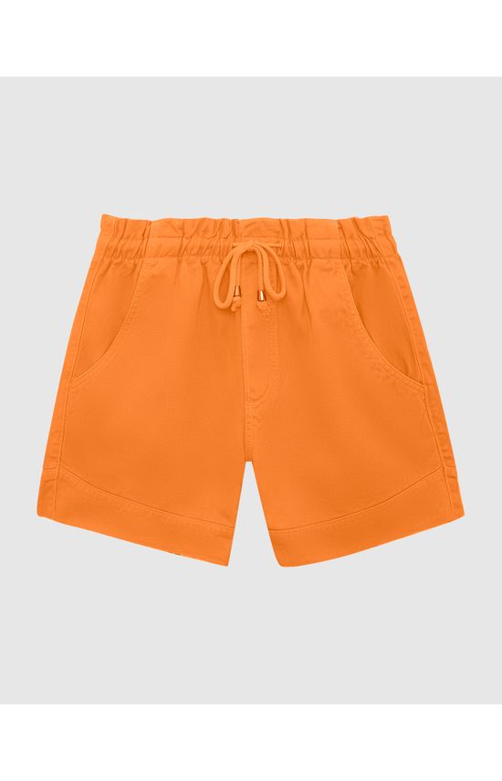 Shorts Feminino Linha A Cós Elástico Em Jeans 100% Algodão