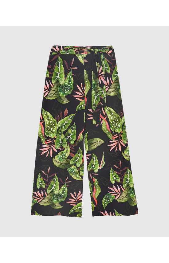 Calça Pantalona Feminina Plus Size Estampada Em Moletinho Stretch Viscose