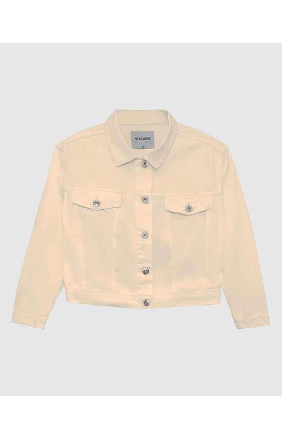 Jaqueta Cropped Feminina Plus Size Em Sarja