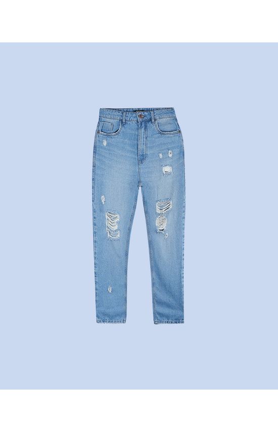 Calça Mom Jeans Feminina Com Puídos Em 100% Algodão - ENFIM