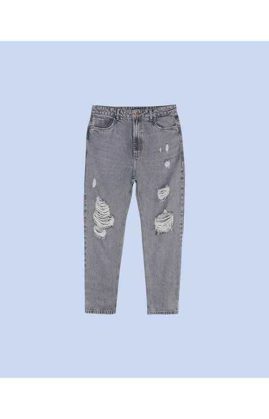 Calça Mom Jeans Feminina Com Puídos Em 100% Algodão - ENFIM