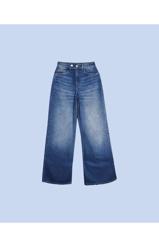 Calça Wide Leg Feminina Cintura Alta Em Jeans 100% Algodão - ENFIM