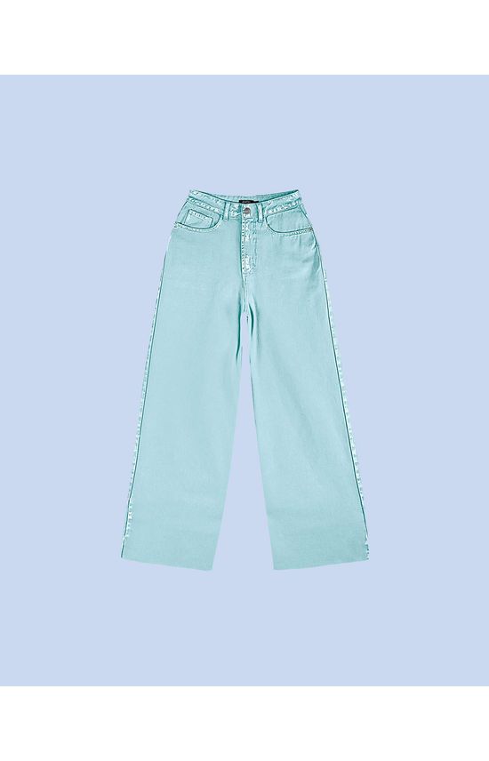 Calça Wide Leg Feminina Barra Corte A Fio Em Sarja - ENFIM