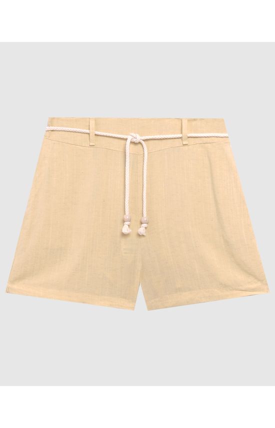 Shorts Feminino Com Cinto Cordão Em Viscolinho