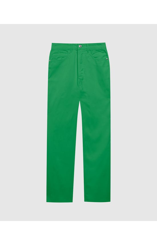 Calça Straight Cropped Feminina Cintura Alta Em Sarja 100% Algodão