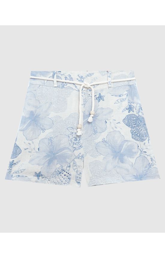 Shorts Feminino Com Cinto Cordão Em Viscolinho