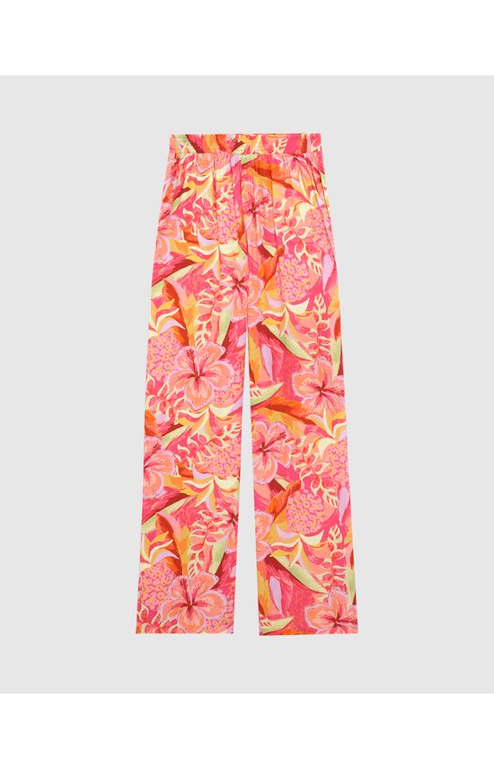 Calça Feminina Estampada Cós Elástico Em Viscose