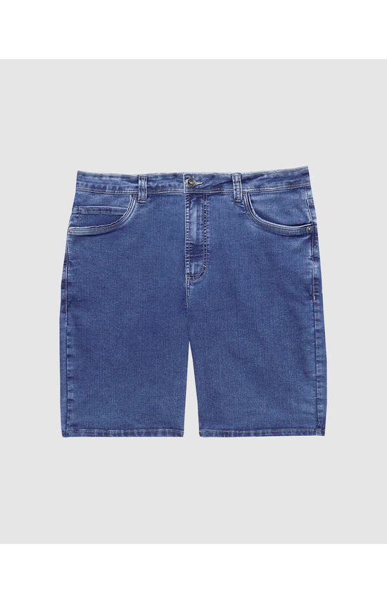 Bermuda Masculina Plus Size Slim Em Jeans Com Elastano