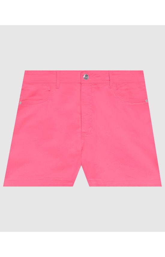 Shorts Mom Feminino Plus Size Cintura Alta Em Sarja Com Elastano