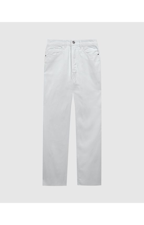 Calça Straight Cropped Feminina Cintura Alta Em Sarja 100% Algodão