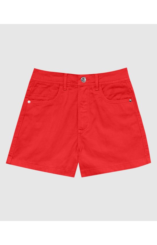 Shorts Feminino Mom Cintura Alta Em Sarja 100% Algodão