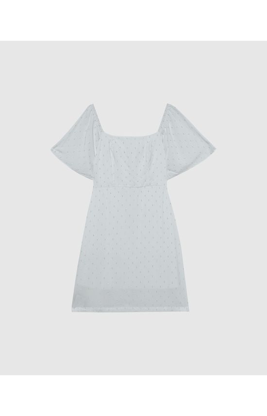 Vestido Feminino Decote Quadrado Em Plumeti Lurex