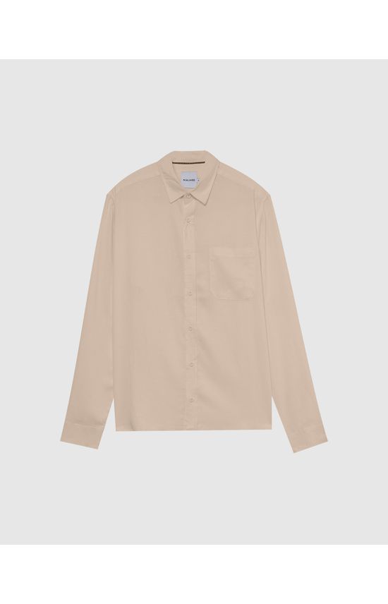 Camisa Masculina Tradicional Bolso Peitoral Em Viscolinho
