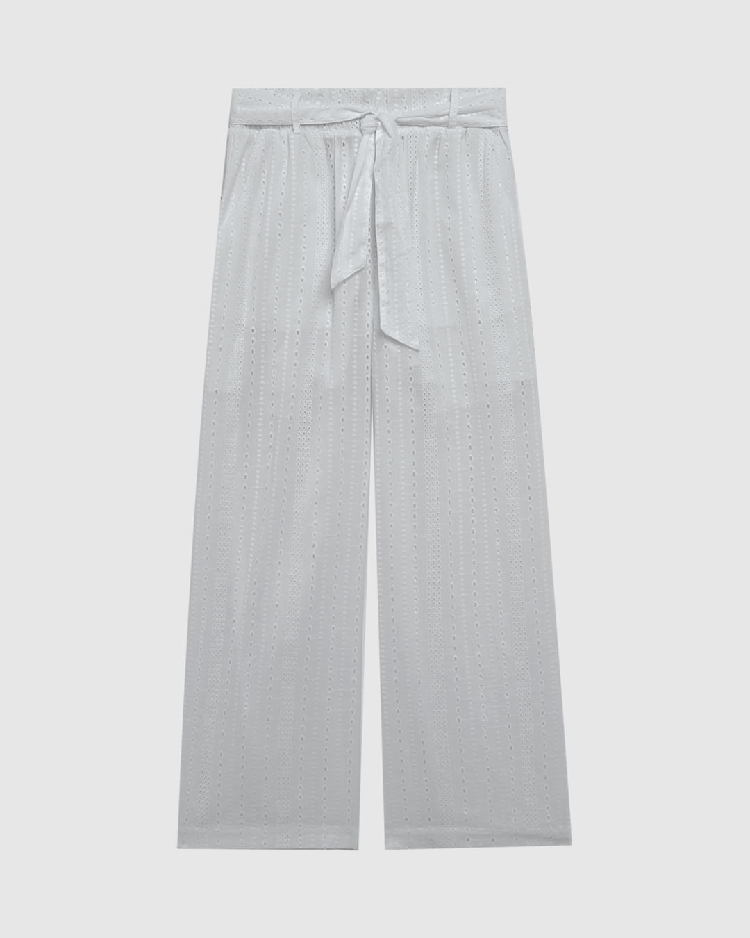 Calça Wide Leg Feminina Faixa Na Cintura Em Laise - Imagem 4