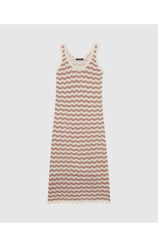 Vestido Midi Feminino Estampa Geométrica Em Tricô