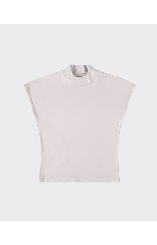Blusa Feminina Baby Look Gola Alta Em Viscose Stretch - ENFIM