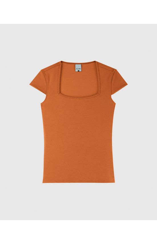 Blusa Básica Feminina Decote Quadrado Malha Canelada