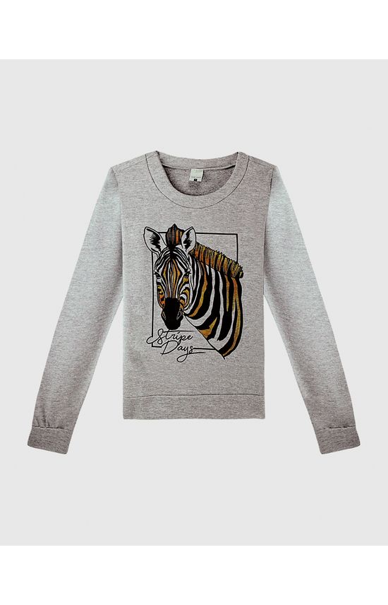 Blusa Zebra Moletom Desfibrado Malwee