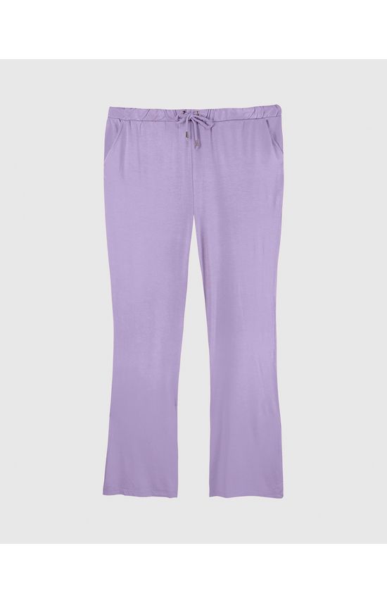 Calça Básica Feminina Plus Size Wide Leg Moletinho De Viscose