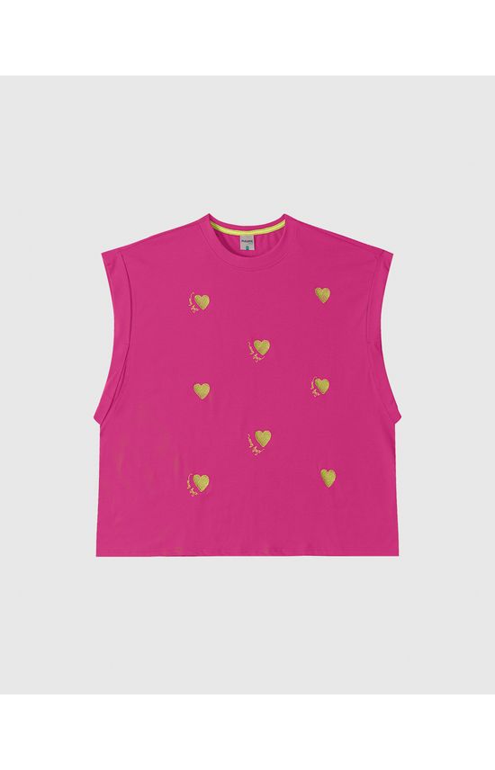 Camiseta Feminina Plus Size Muscle Tee Com Bordados Em Meia Malha